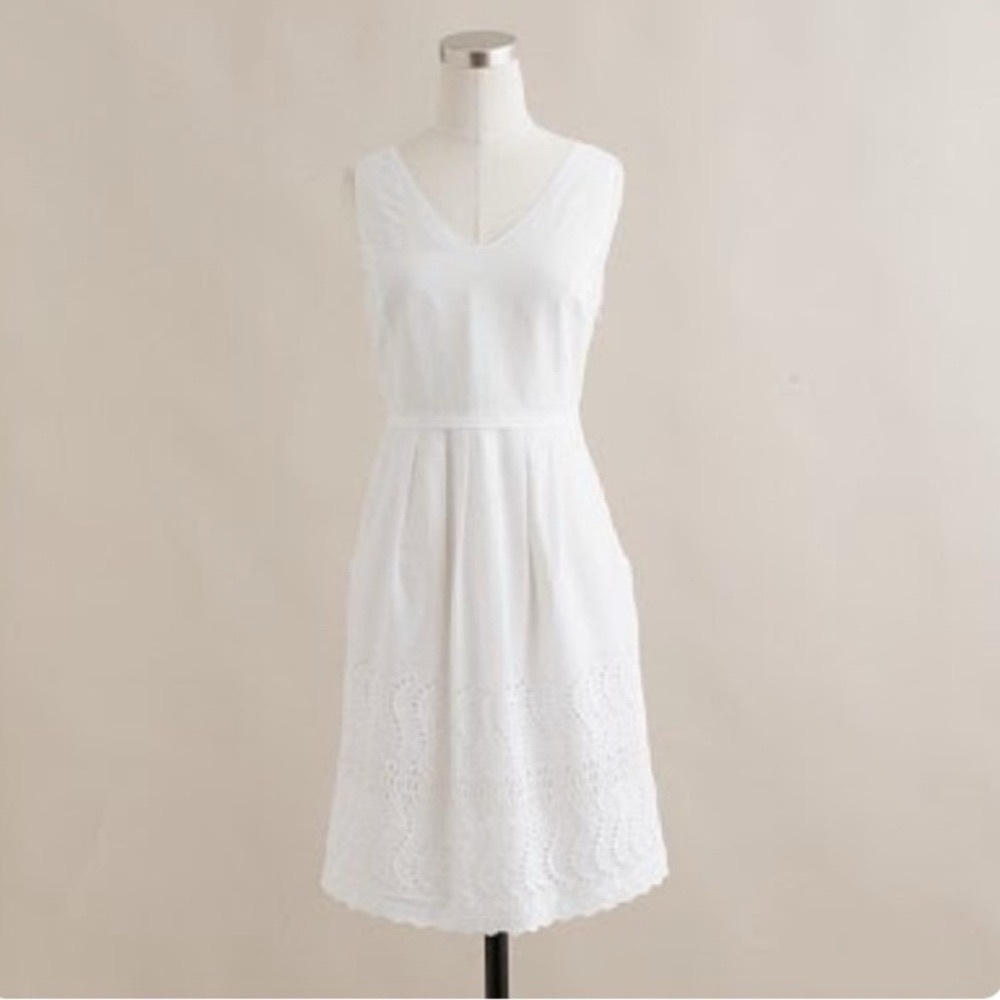 J. Crew WHITE Delaney Eyelet Shift Dress with Pockets 4 Small